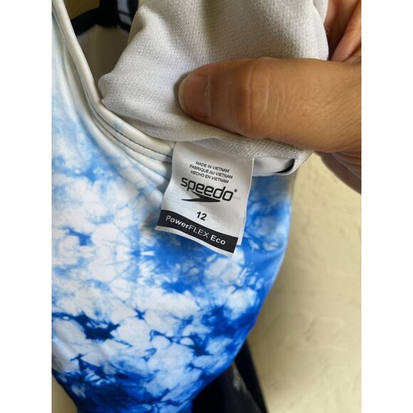 New! Speedo Size 12 MSRP $88 Blue BLack Navy Fusion Powerflex Ultrafusion Halter - Picture 7 of 10